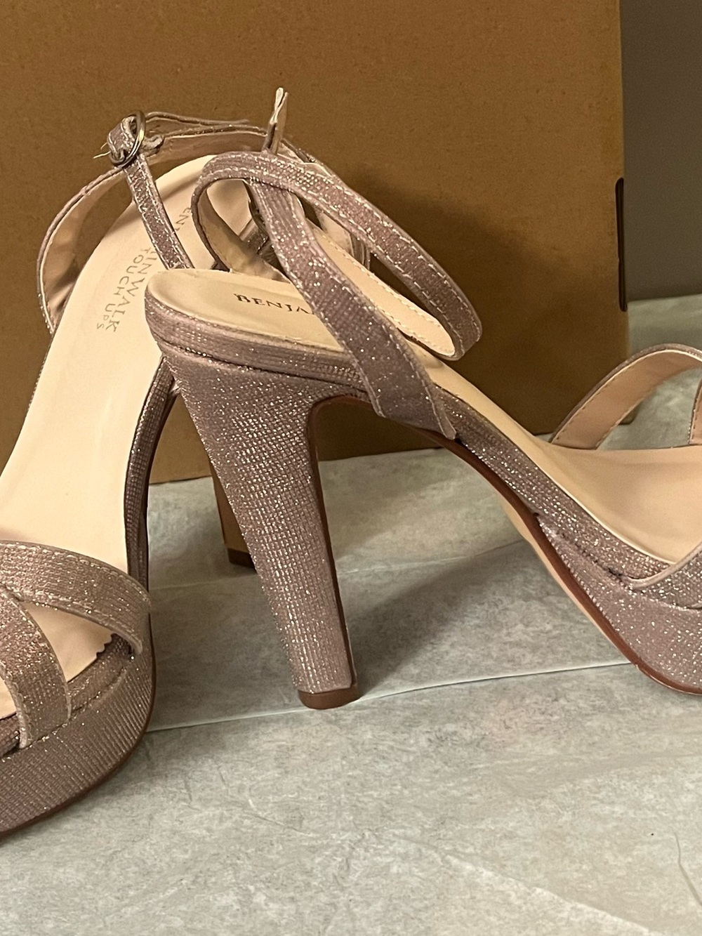 Benjamin Walk Sparkle Platform High Heel Sandals - Rose Gold